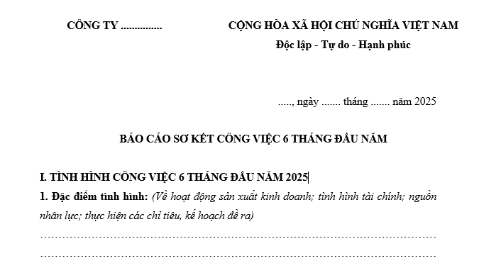 Mẫu Báo cáo công việc 6 tháng đầu năm của doanh nghiệp mới nhất? Tải về báo cáo công việc 6 tháng đầu năm?
