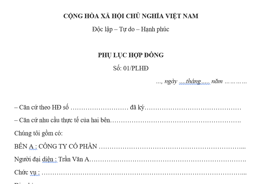 Có cần ký phụ lục hợp đồng khi thay đổi địa chỉ của một bên trong hợp đồng dịch vụ?