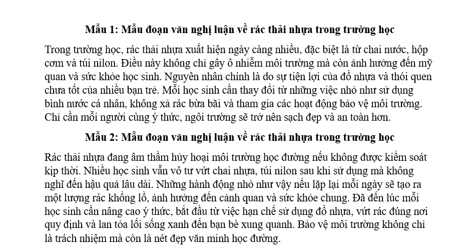 Đoạn văn nghị luận về rác thải nhựa trong trường học chọn lọc? Dẫn chứng về rác thải nhựa? Rác thải nhựa là gì?