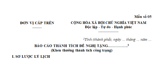 Mẫu báo cáo thành tích lao động tiên tiến đối với tập thể, cá nhân theo Nghị định 152?