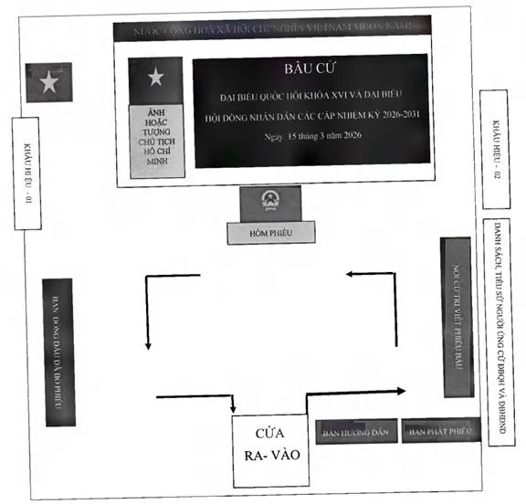 Hướng dẫn bố trí khu vực bên trong phòng bỏ phiếu đại biểu Quốc hội khóa XVI và bầu cử đại biểu Hội đồng nhân dân các cấp nhiệm kỳ 2026 - 2031?
