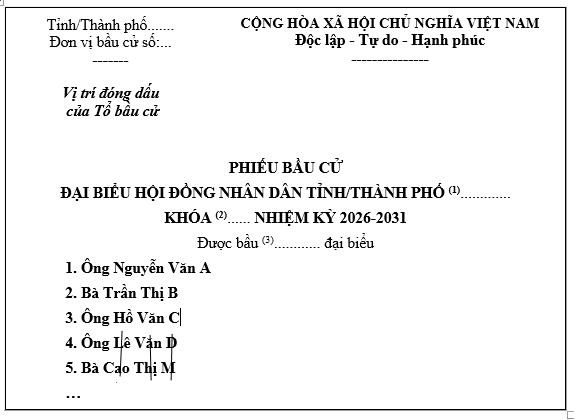 Cách gạch phiếu bầu cử đại biểu Hội đồng nhân dân nhiệm kỳ 2026-2031 đúng quy định?