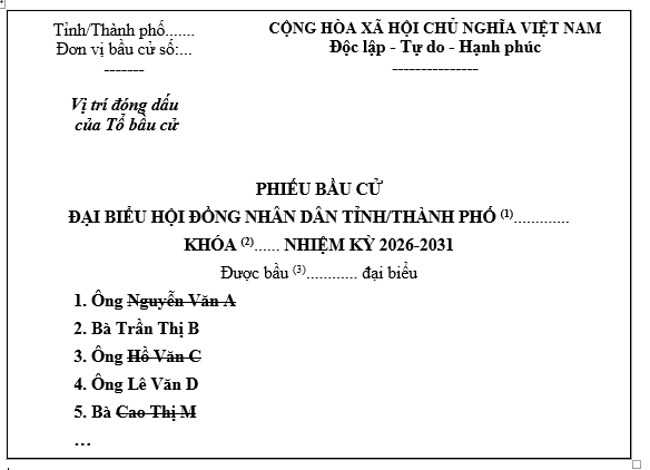 Cách gạch phiếu bầu cử đại biểu Hội đồng nhân dân nhiệm kỳ 2026-2031 đúng quy định?