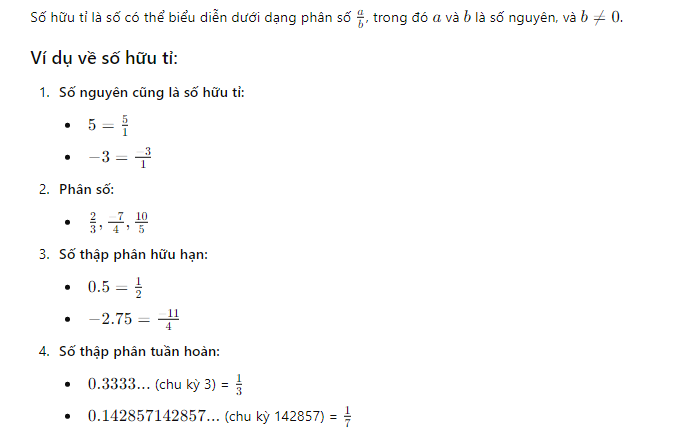 Số hữu tỉ là gì? Tập hợp số hữu tỉ kí hiệu là gì? Ví dụ về số hữu tỉ? Số hữu tỉ gồm những số nào?