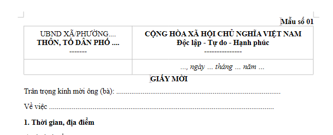 Mẫu Giấy mời bầu cử Trưởng thôn tổ trưởng tổ dân phố 2026? Tải về giấy mời bầu cử Trưởng thôn 2026?