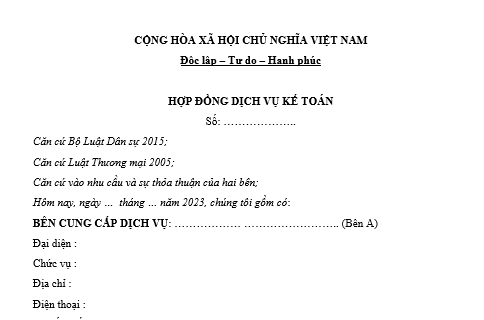 Mẫu hợp đồng dịch vụ kế toán mới nhất là mẫu nào? Kinh doanh dịch vụ kế toán bao gồm những hoạt động nào?