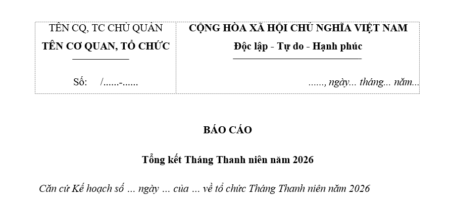 Mẫu Báo cáo tổng kết Tháng thanh niên 2026 mới nhất? Tải về? Tháng thanh niên là tháng mấy trong năm?