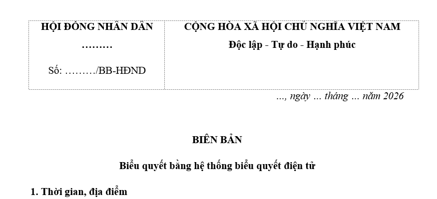 Mẫu Biên bản biểu quyết bằng hình thức điện tử 2026 mới nhất? Tải về biên bản biểu quyết bằng hệ thống biểu quyết điện tử?