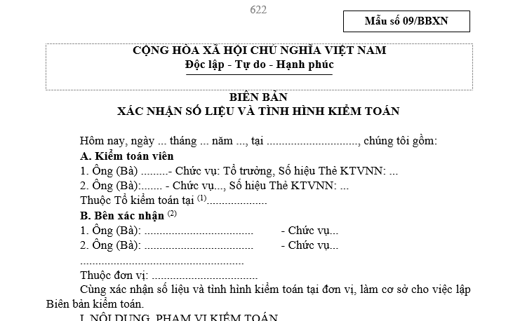 Mẫu Biên bản xác nhận số liệu và tình hình kiểm toán mới nhất theo Quyết định 323/QĐ-KTNN? Tải về?