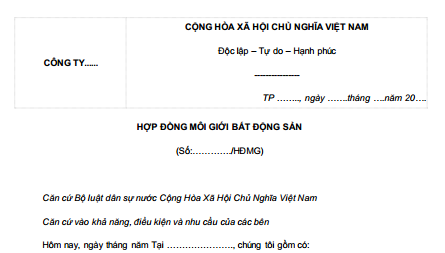 Mẫu hợp đồng môi giới bất động sản mới nhất là mẫu nào? 