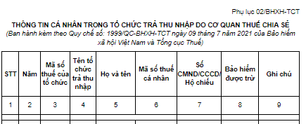 Mẫu thông tin cá nhân trong tổ chức trả thu nhập do cơ quan thuế chia sẻ mới nhất  là mẫu nào? Tải về?