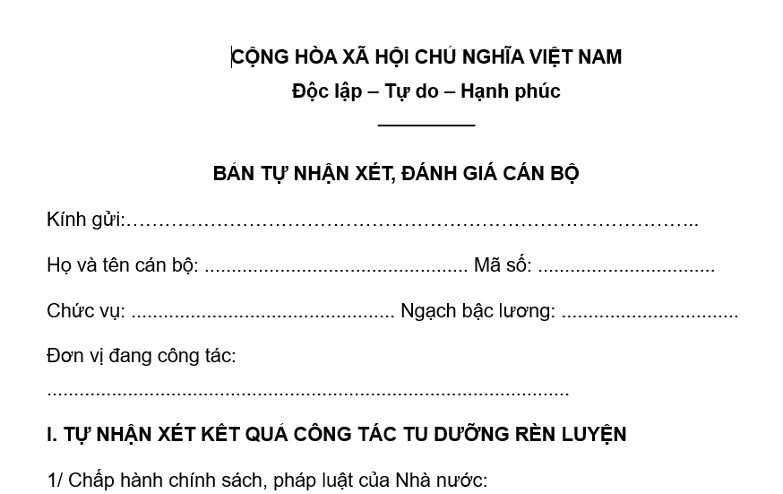 Mẫu bản nhận xét đánh giá cán bộ 3 năm gần nhất? Cách viết bản nhận xét đánh giá cán bộ 3 năm gần nhất chi tiết?