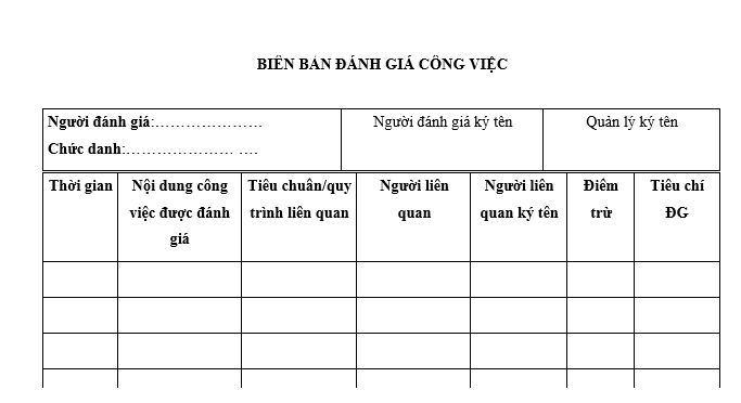 Mẫu biên bản đánh giá công việc mới nhất là mẫu nào? Tải về mẫu biên bản đánh giá công việc ở đâu?