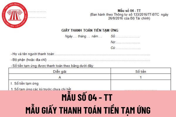 mẫu giấy thanh toán tiền tạm ứng