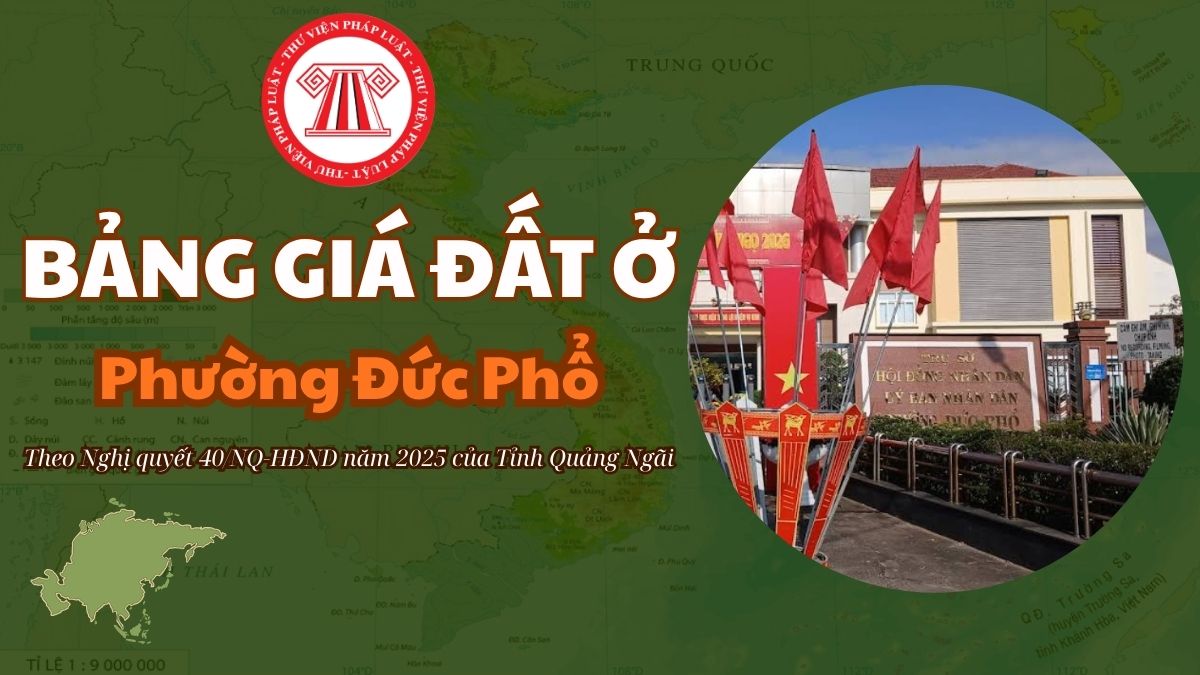 Bảng giá đất ở Phường Đức Phổ Tỉnh Quảng Ngãi 2026