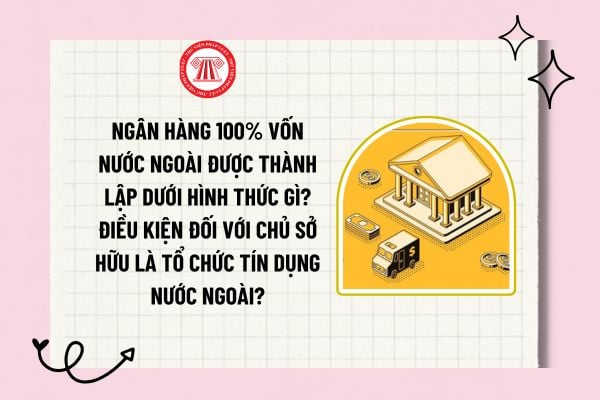 Ngân hàng 100% vốn nước ngoài được thành lập dưới hình thức gì? Điều kiện đối với chủ sở hữu là tổ chức tín dụng nước ngoài?