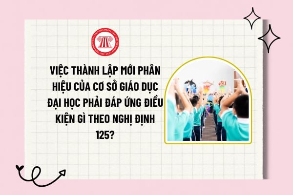 Việc thành lập mới phân hiệu của cơ sở giáo dục đại học phải đáp ứng điều kiện gì theo Nghị định 125?