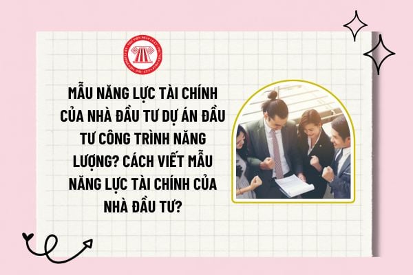 Mẫu năng lực tài chính của nhà đầu tư dự án đầu tư công trình năng lượng? Cách viết mẫu năng lực tài chính của nhà đầu tư?