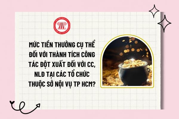 Mức tiền thưởng cụ thể đối với thành tích công tác đột xuất đối với CC, NLĐ tại các tổ chức thuộc Sở Nội vụ TP HCM?