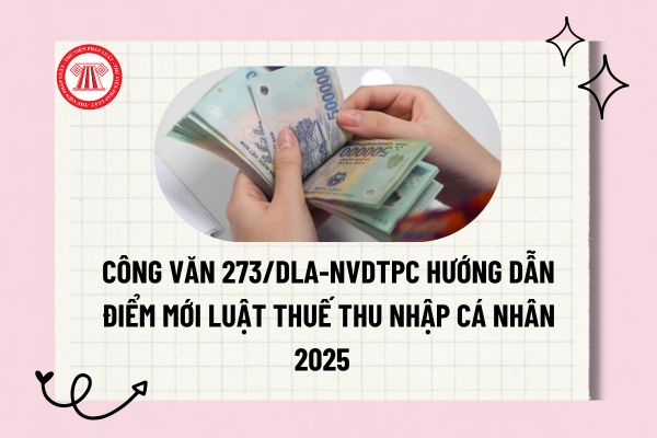 Công văn 273/DLA-NVDTPC hướng dẫn điểm mới Luật Thuế thu nhập cá nhân 2025 ra sao? Tải về Công văn 273?