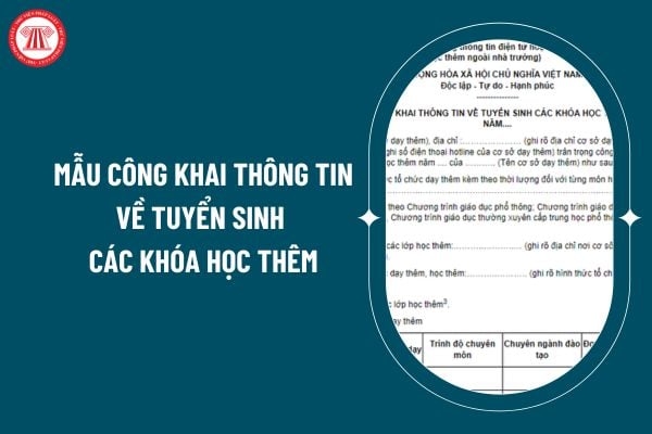 Mẫu công khai thông tin về tuyển sinh các khóa học thêm theo Thông tư 29/2024 ra sao? Tải mẫu công khai thông tin về tuyển sinh các khóa học thêm? (Hình từ internet)