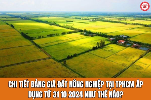 Chi tiết bảng giá đất nông nghiệp tại TPHCM mới nhất áp dụng từ 31 10 2024 đến hết 31 12 2025 như thế nào?