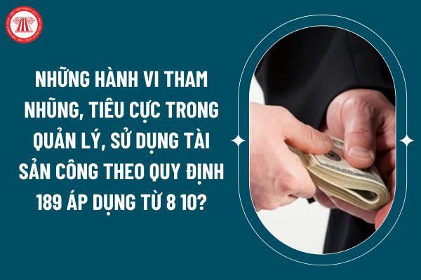 Những hành vi tham nhũng, tiêu cực trong quản lý, sử dụng tài sản công theo Quy định 189 áp dụng từ 8 10? (Hình từ internet)