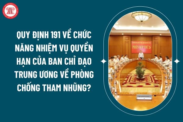 Quy định 191 về chức năng nhiệm vụ quyền hạn của Ban chỉ đạo trung ương về phòng chống tham nhũng, lãng phí, tiêu cực thế nào? (Hình từ internet)