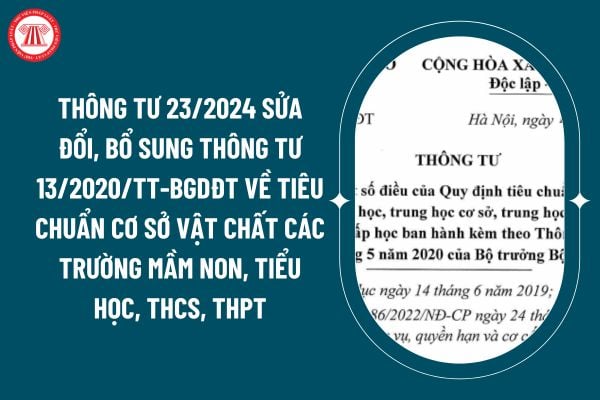 Thông tư 23/2024 sửa đổi, bổ sung Thông tư 13/2020/TT-BGDĐT về tiêu chuẩn cơ sở vật chất các trường mầm non, tiểu học, THCS, THPT ra sao? (Hình từ internet)