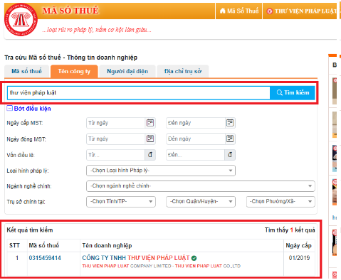 tra cứu mã số thuế doanh nghiệp