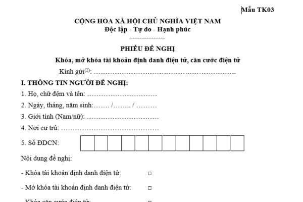 Mẫu phiếu đề nghị khóa, mở khóa căn cước điện tử? Mở khóa căn cước điện tử theo quy trình thế nào?