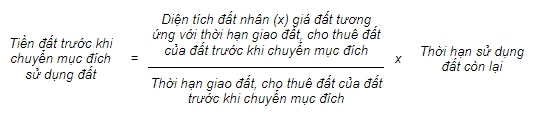 tiền đất trước khi chuyển mục đích sử dụng đất