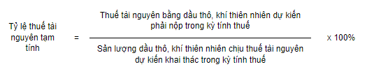 Tỷ lệ thuế tài nguyên tạm tính