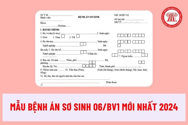 Mẫu Bệnh án sơ sinh 06/BV1 mới nhất 2024 ban hành kèm theo Thông tư 32/2023/TT-BYT ra sao? Tải về mẫu bệnh án ở đâu?