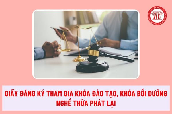 Giấy đăng ký tham gia khóa đào tạo, khóa bồi dưỡng nghề thừa phát lại mới nhất 2024 là mẫu nào?