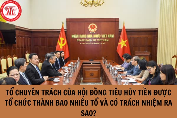 Tổ chuyên trách của Hội đồng tiêu hủy tiền được tổ chức thành bao nhiêu tổ và có trách nhiệm ra sao?