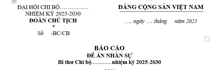Mẫu Báo cáo Đề án nhân sự Bí thư chi bộ mới nhất?