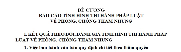 Mẫu Báo cáo tình hình thi hành pháp luật về phòng chống tham nhũng