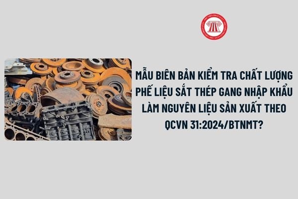 Mẫu biên bản kiểm tra chất lượng phế liệu sắt thép gang nhập khẩu làm nguyên liệu sản xuất theo QCVN 31:2024/BTNMT?