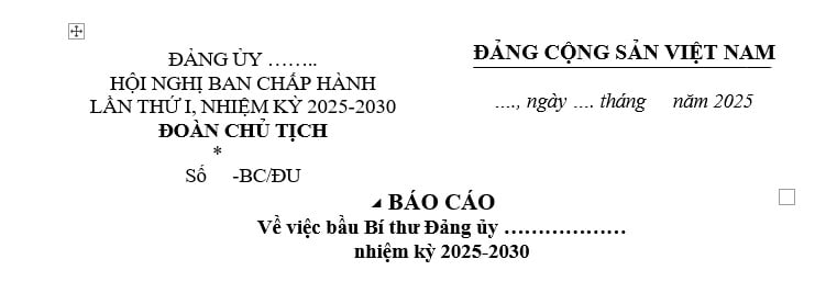 Mẫu Báo cáo bầu Bí thư Đảng ủy