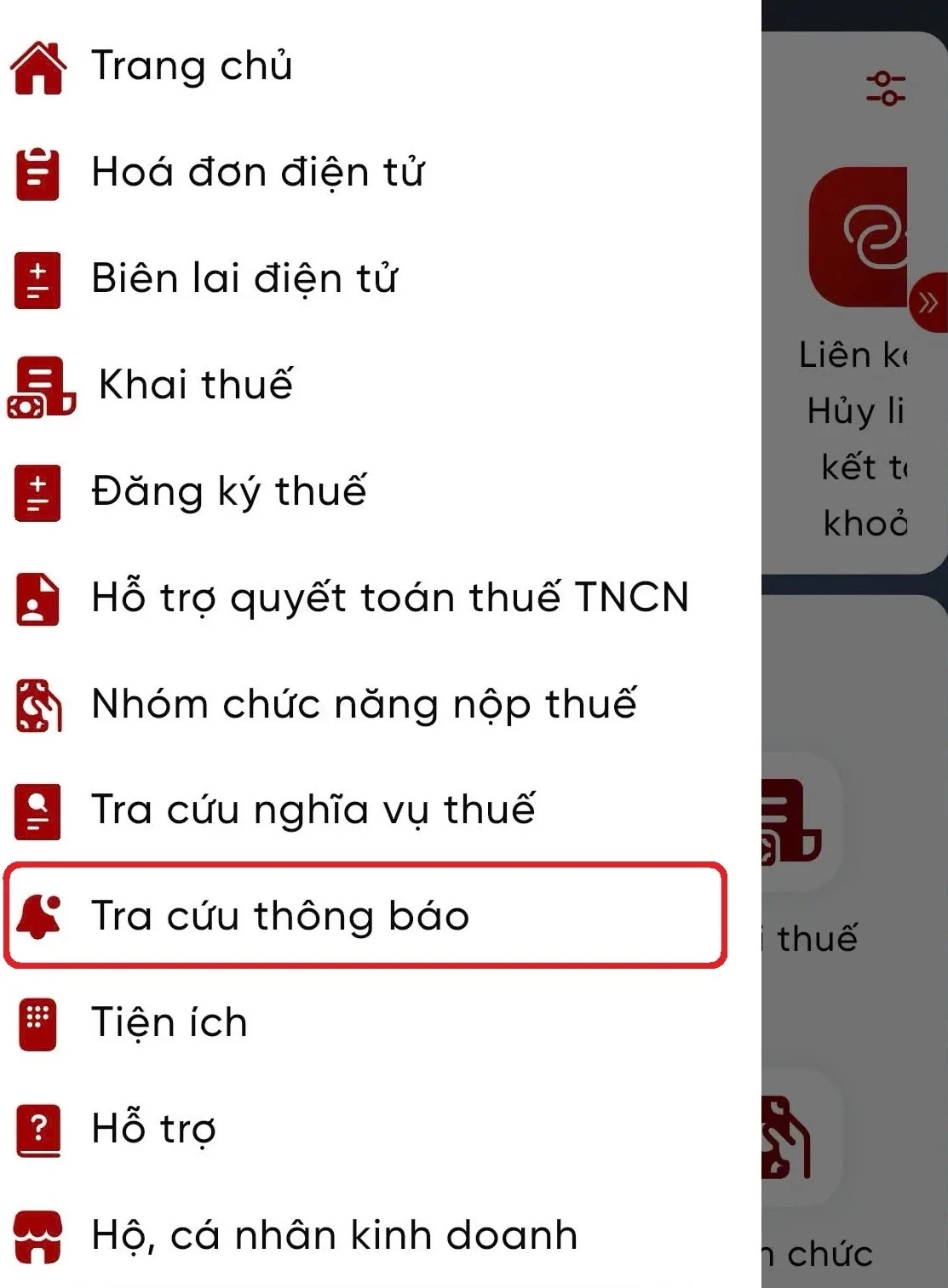 Bước 2: Chọn "Tra cứu thông báo", kiểm tra tại mục "Thông bảo hành chính của CQT" và "Thông báo khác"