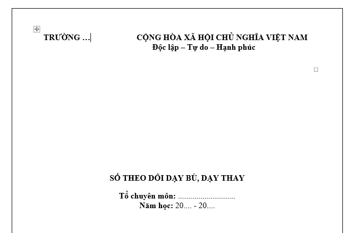 Mẫu Sổ theo dõi dạy bù, dạy thay dành cho tổ chuyên môn