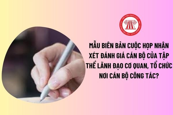 Mẫu Biên bản cuộc họp nhận xét đánh giá cán bộ của tập thể lãnh đạo cơ quan, tổ chức nơi cán bộ công tác? 