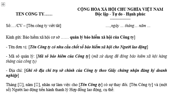 Mẫu công văn xin chốt đóng BHXH mới nhất 2026? Tải Mẫu công văn xin