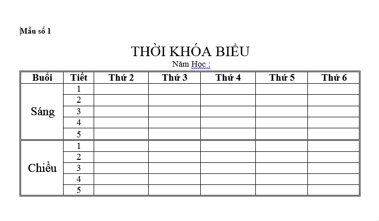 03 mẫu thời khóa biểu dành cho giáo viên các cấp mới nhất