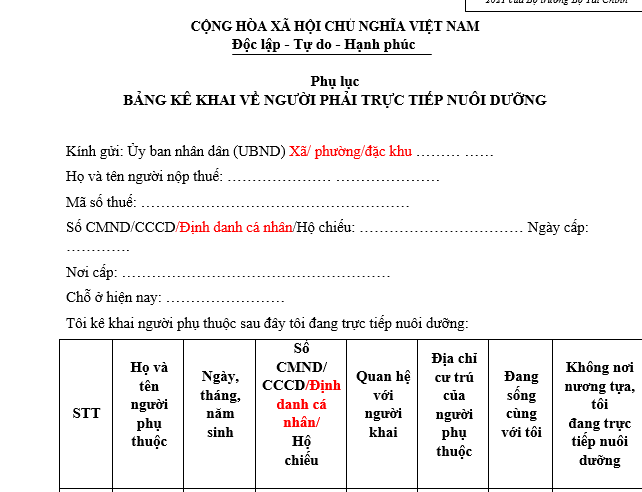 Mẫu giấy xin xác nhận đang trực tiếp nuôi dưỡng người phụ thuộc gửi UBND xã mới nhất 2026? Tải mẫu? 