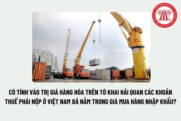 Có tính vào trị giá hàng hóa trên tờ khai hải quan các khoản thuế phải nộp ở Việt Nam đã nằm trong giá mua hàng nhập khẩu? 