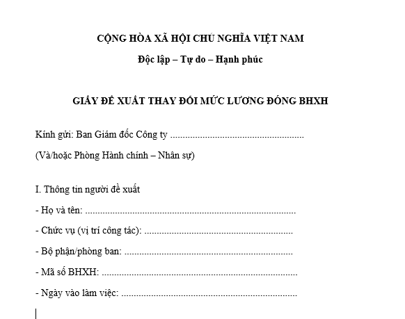 Mẫu Giấy đề xuất thay đổi mức lương đóng BHXH người lao động gửi công ty? Tiền lương đóng BHXH bao gồm những khoản nào?