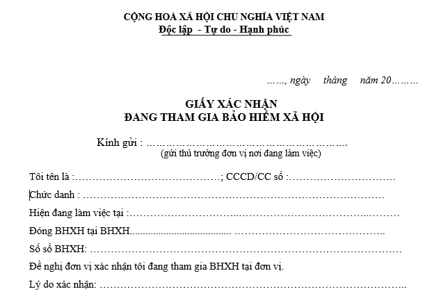 Tải mẫu Giấy xác nhận đang tham gia bảo hiểm xã hội mới nhất 2026?