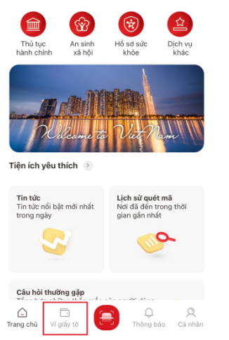Bước 2:&nbsp;Chọn “Ví giấy tờ”